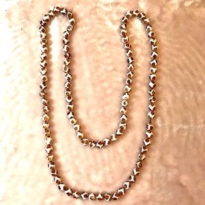 24 inch brown and white bead necklace